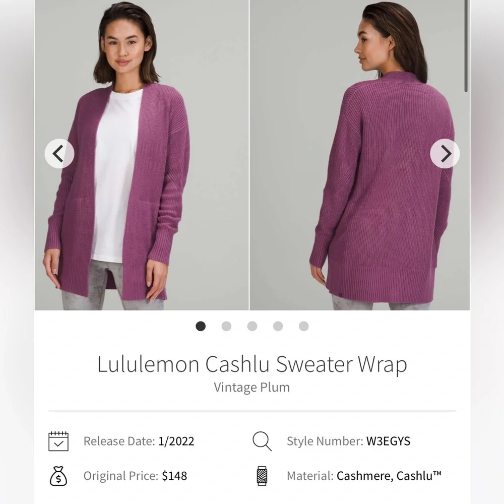 173-$55 *FREE SHIPPING* Lululemon Cashlu Sweater